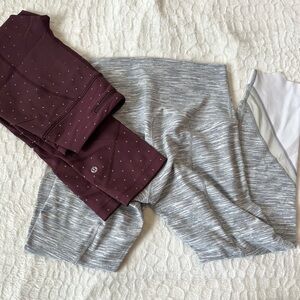 BUNDLE Lululemon legging bundle, maroon Size 4 and light gray Size 6